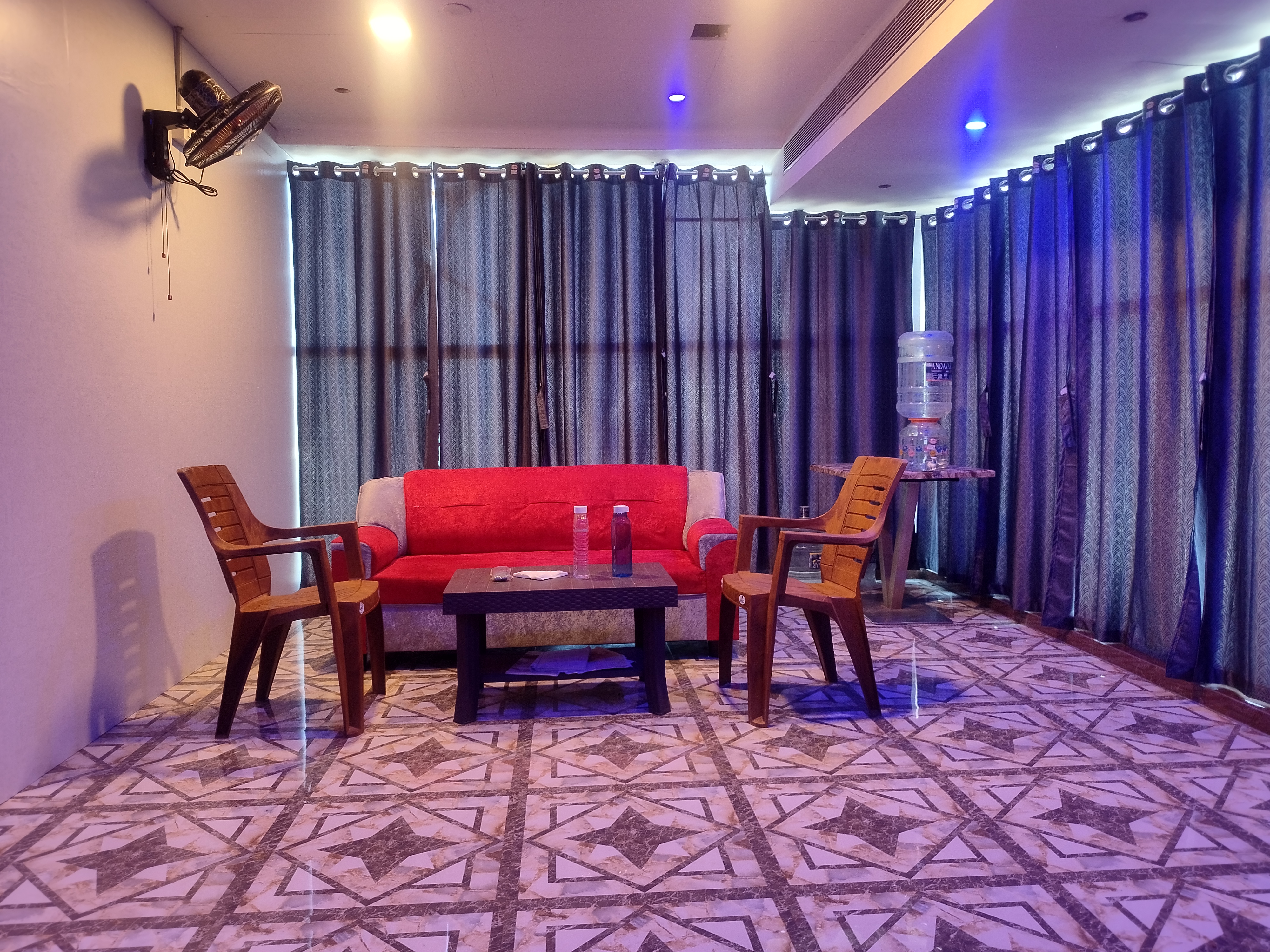 Spa waiting area with sofa